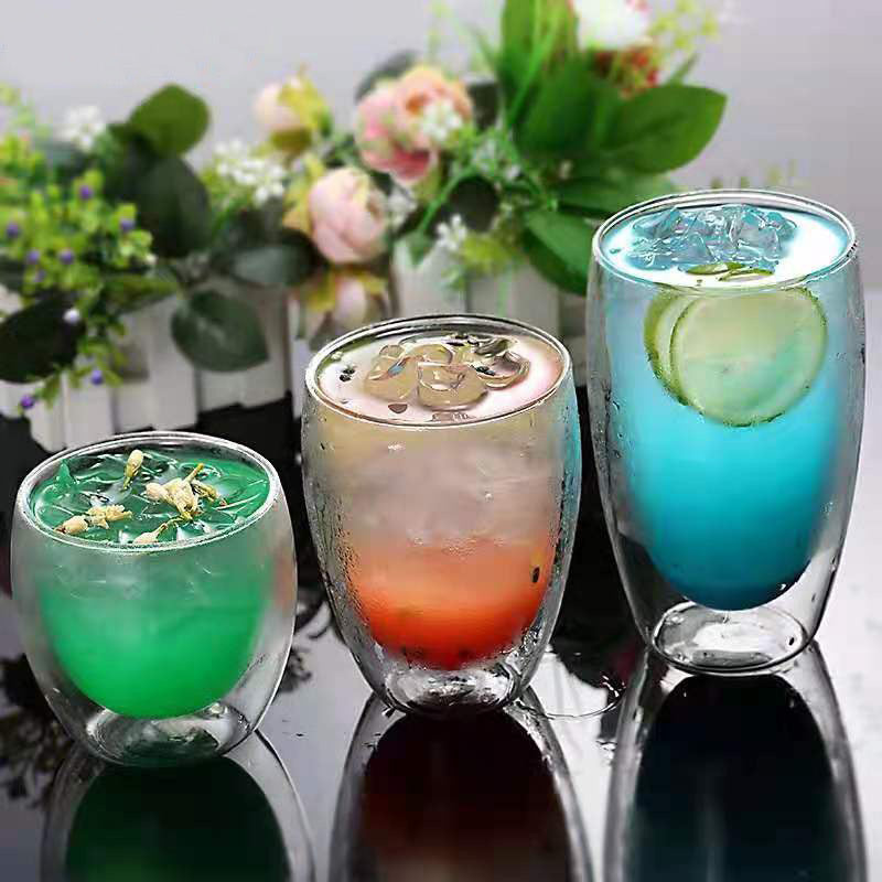 Creative Egg-Shaped Double-Layer Insulated Glass Water Beer Coffee Cup Set Transparent Drinkware