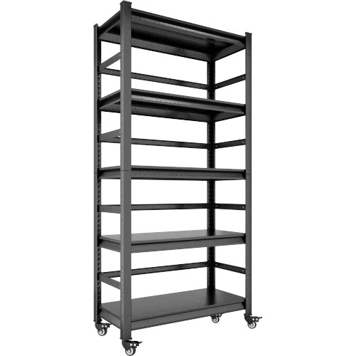 Heavy Duty Storage Shelves Adjustable 5-Tier Metal Shelving Unit With Wheels For 1750LBS Load Kitchen, Garage, Pantry, And More