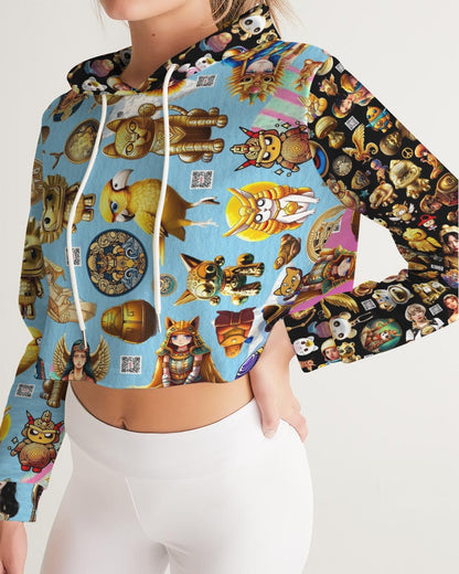 4 Annunaki Abstrak Collection Women's All-Over Print Cropped Hoodie