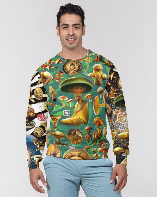 Illustration Abstrak Men's All-Over Print Classic French Terry Crewneck Pullover