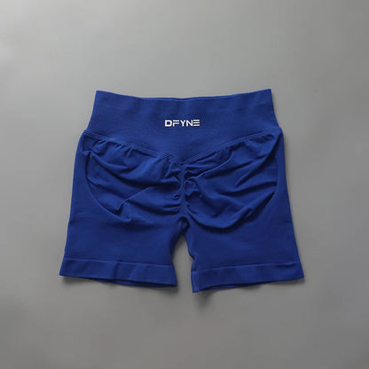 Dfyne Impact Shorts With Logo Low Ribbed Band Yoga Shorts Seamless Scrunch Bum Workout Gym Shorts Booty Stretch Running Shorts