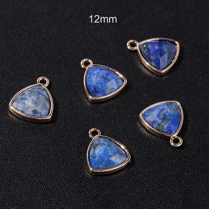 1-3pcs Natural Stone Pendant Triangle Shape Amethyst Lapis Lazuli Opal Charm For Jewelry Making Necklace Earrings Accessory 12mm