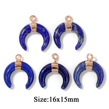 5PCS/lot Lapis Lazuli Stone Pendant Blue Moon Apple Oval Shape Gem Charms For Jewelry Making DIY Necklace Earrings DIY Handmade