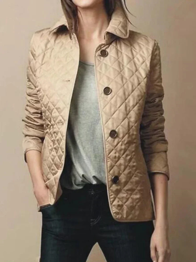 Quilted Coat  Winter Jacket Women Turn-down Collar Jackets for Women 2023 Elegance Office Lady Single-breasted Warmth Streetwear