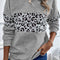 Leopard Round Neck Long Sleeve Sweatshirt