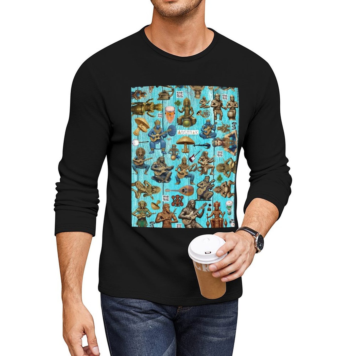 DTG 180gsm Men's Crewneck Long Sleeve T-shirt (Front Printing)