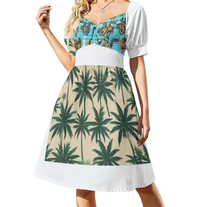 Short Sleeve V Neck Lovely Dress B271 (All-Over Printing)