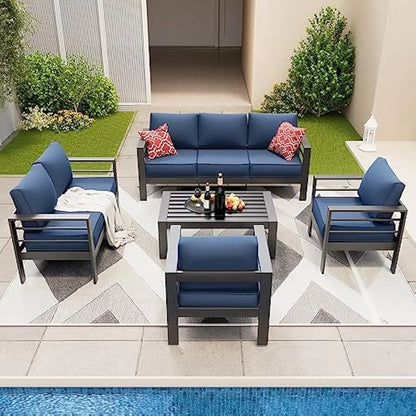 Aluminum Patio Furniture, 8 Pieces Metal Outdoor Furniture Set,Sofa Sets with Coffee Table (Included Waterproof Covers)