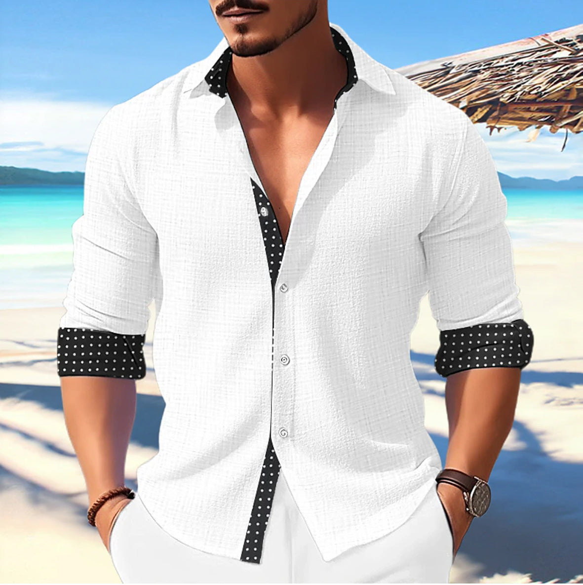 Casual Fashion Trends 3D Printed Men's Long Sleeve Shirt