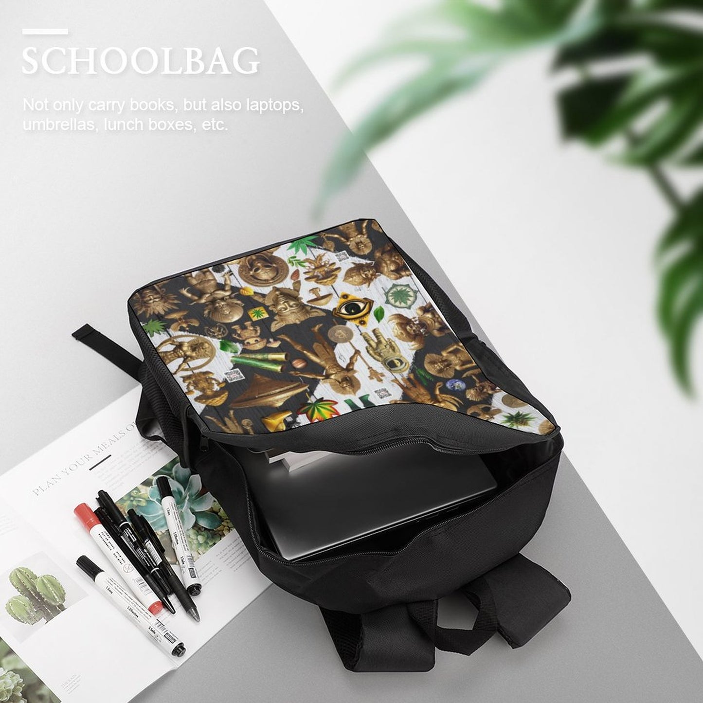 17 inch Black Schoolbag & Shoulder Backpack