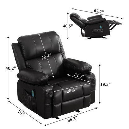 Adult Rocking Chair With 2 Cup Holders With Manual Massage And Heating Function.