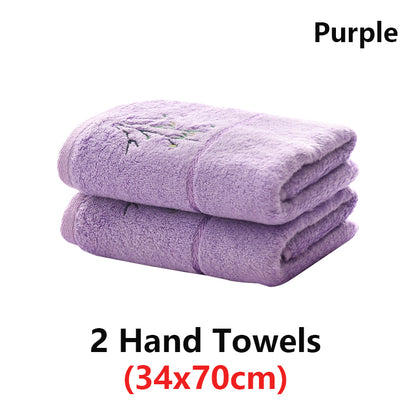 Embroidered Bamboo Fiber Towel Set for Adult High Quality Solid Color Super Absorbent Bath Towel Home Bath Towels & Hand Towels