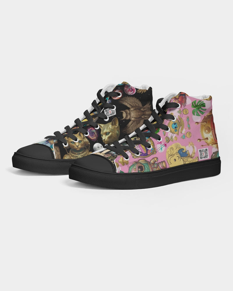 Alien Trendy Abstrak Collection Women's Hightop Canvas Shoe - Black