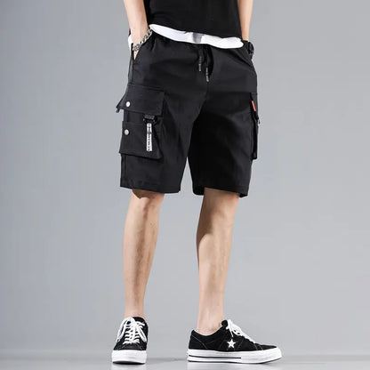 2024 Summer Men's Japanese Cargo Shorts Street Hip Hop Trend Sports Casual Outdoor Loose Drawstring Multi-pocket Straight Pants