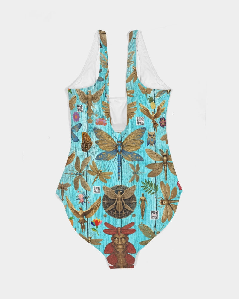 Abstrak dragonfly Women's All-Over Print One-Piece Swimsuit