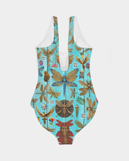 Abstrak dragonfly Women's All-Over Print One-Piece Swimsuit