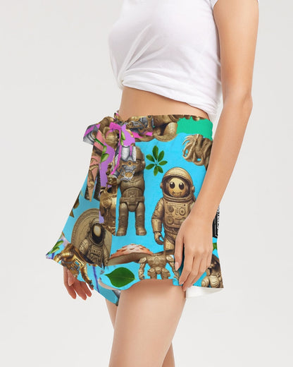 Ancient Abstrak Collection Women's All-Over Print Ruffle Shorts