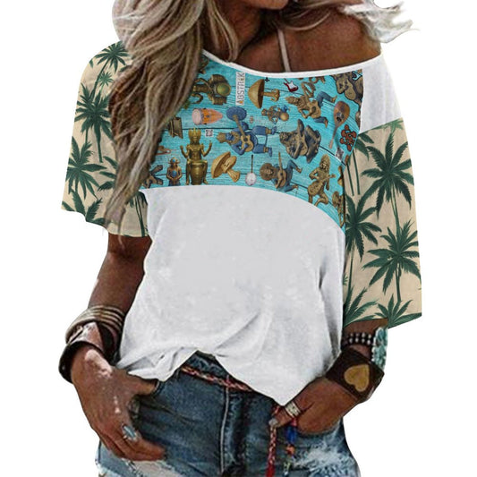 180gsm Women’s Off the Shoulder Half-Sleeve T-shirt BAT (All-Over Printing)