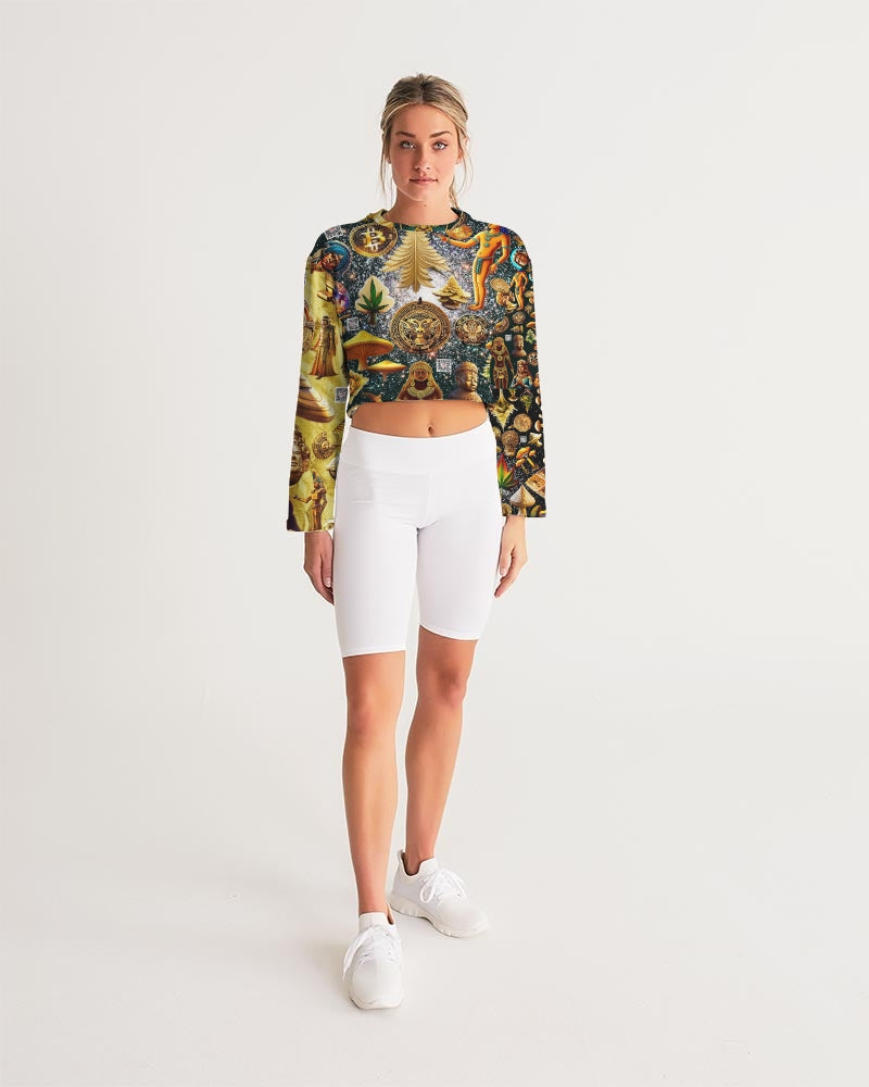 Hybrid Abstrak Women's All-Over Print Cropped Sweatshirt