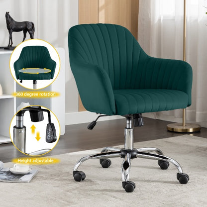 Accent Chair Modern Home Office Leisure Chair With Adjustable Velvet Height And Adjustable Casters