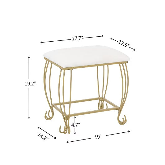 Vanity Table Set With Mirror & Stool,White Makeup Dressing Desk With Drawers For Girls,Women,Bedroom