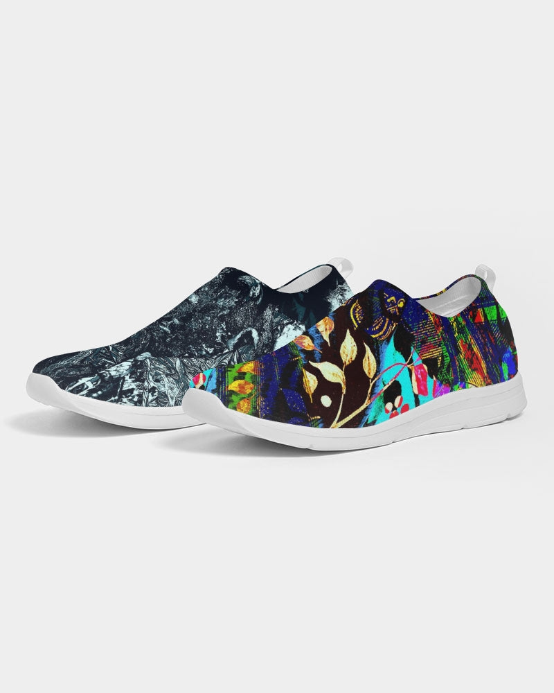 Obsidian Dreamscape Abstract Design Women's Slip-On Flyknit Shoe