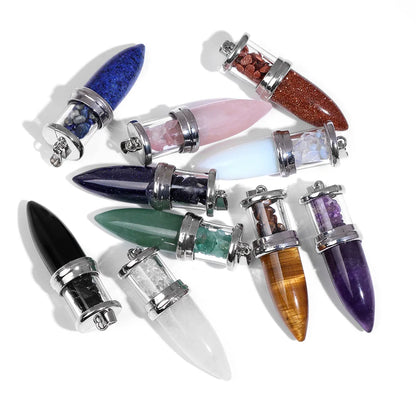 1pc Bullet shape Stone Pendant for Men Reiki Women Making Necklace Accessory Natural Quartz Jades Pendant