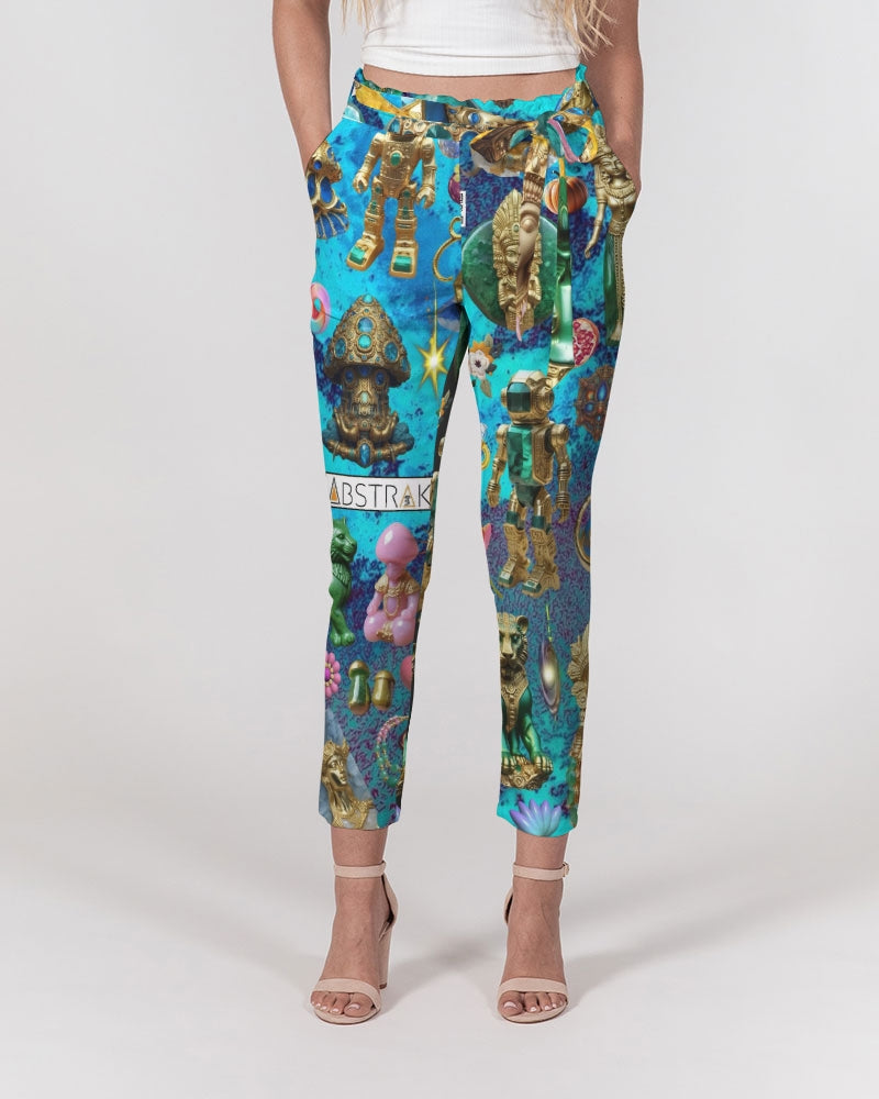 IMG_3100 Women's All-Over Print Belted Tapered Pants