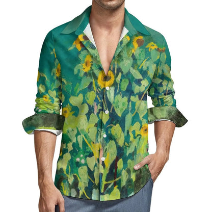 Autum Coconut Tree Shirts Flower For Men 3D Printed Men's Hawaiian Shirt Beach Long Sleeve Shirts Fashion Tops Tee Men's Blouse