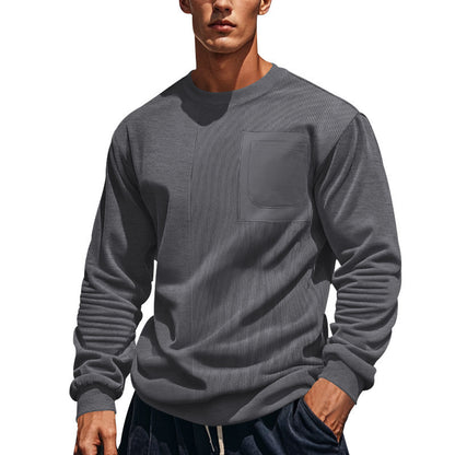 Patchwork Round Neck Men's Casual Sweatshirt