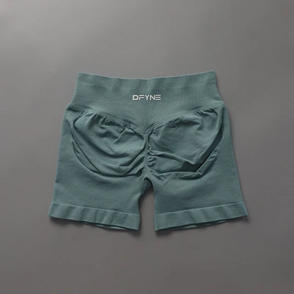 Dfyne Impact Shorts With Logo Low Ribbed Band Yoga Shorts Seamless Scrunch Bum Workout Gym Shorts Booty Stretch Running Shorts