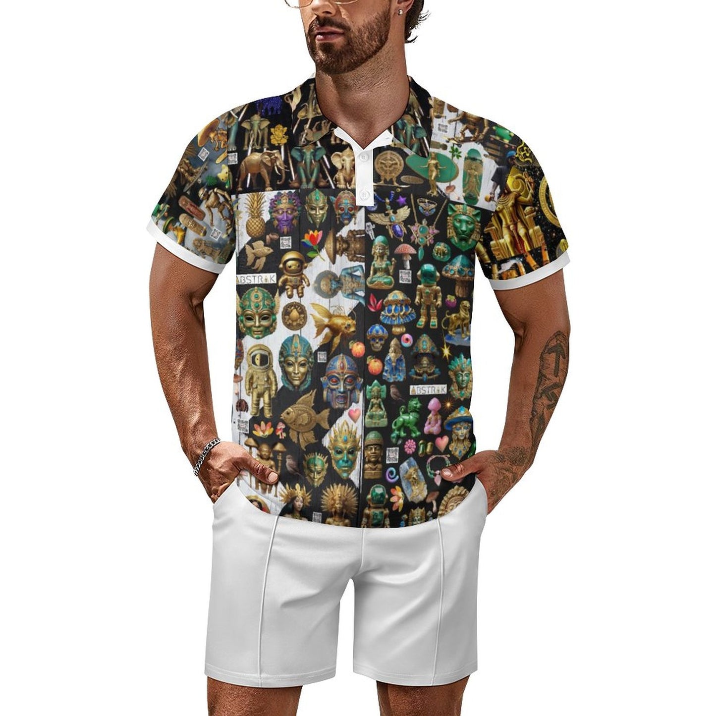 200gsm Short Sleeve Men's POLO Shirt Set A46TZ (All-Over Printing)