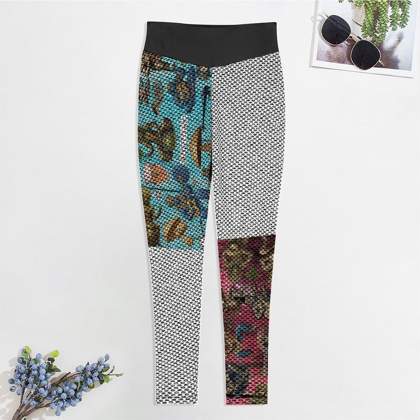 Custom Printed Honeycomb Textured Yoga Pants for Women (All-Over Printing)