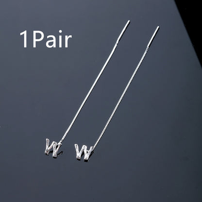 Fashion Jewelry 925 Sterling Silver 26 Letters Drop Earrings For Women Classic English Minimalism Student Earring Friends Party Jewelry Gift