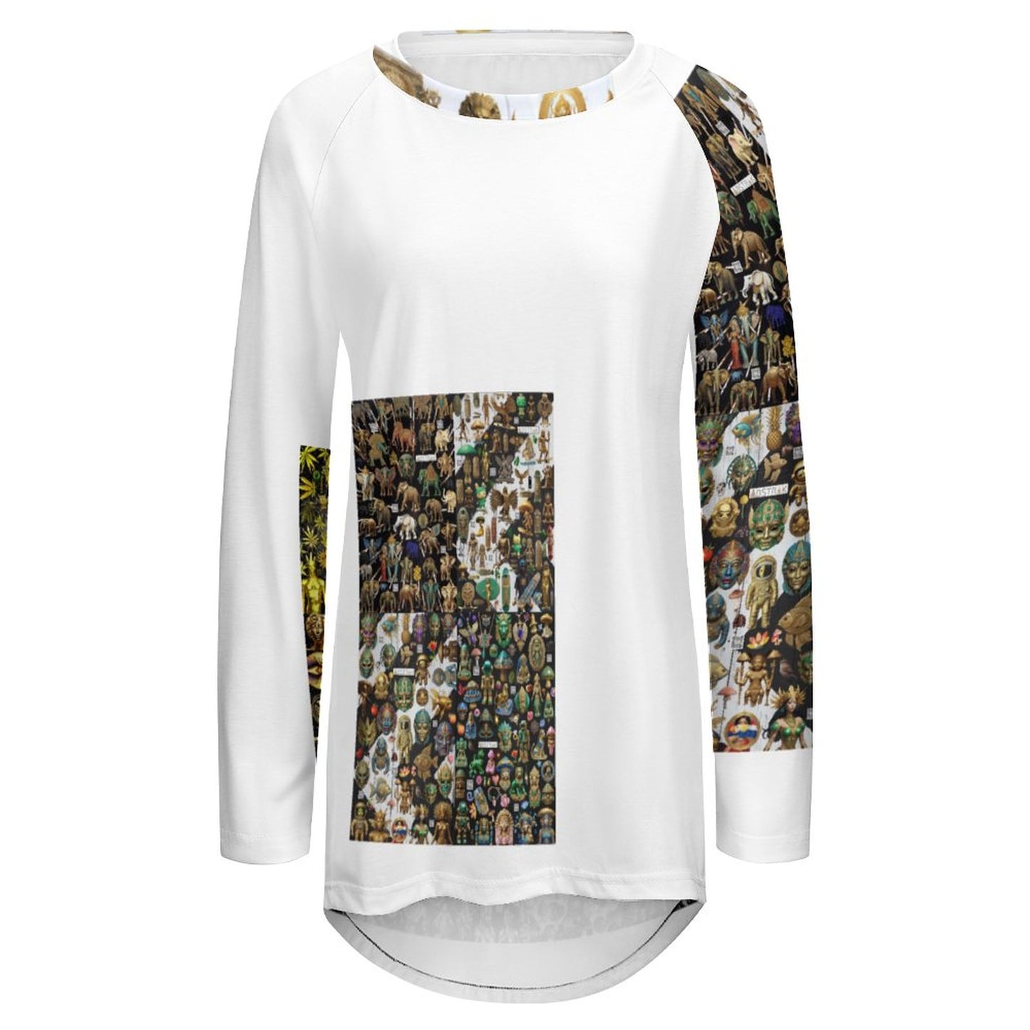 Custom Women's Long Sleeve U-Neck T-Shirts (All-Over Printing)