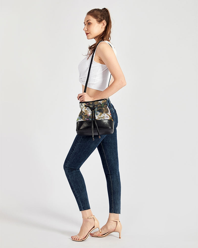 Abstrak dragonfly Mini Drawstring Bucket Bag