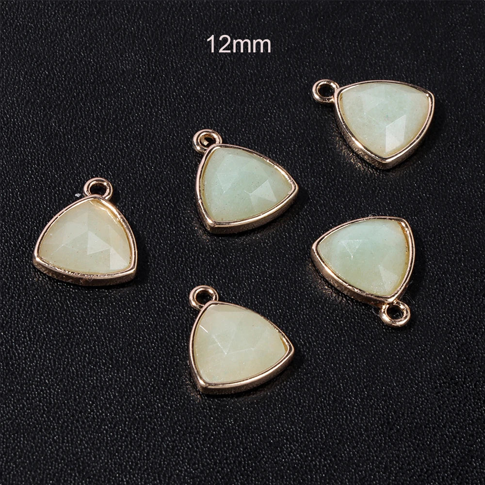 1-3pcs Natural Stone Pendant Triangle Shape Amethyst Lapis Lazuli Opal Charm For Jewelry Making Necklace Earrings Accessory 12mm