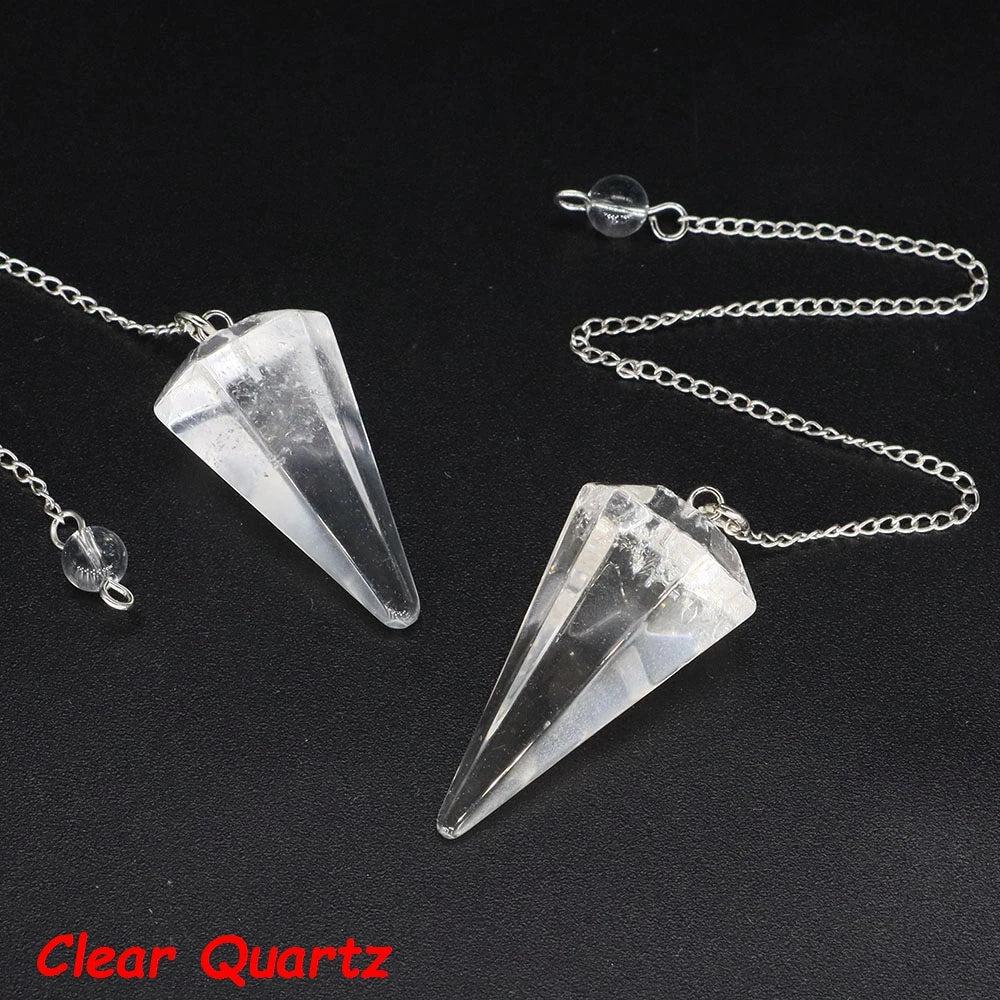 7 Chakra Pendulum Natural Stones Healing Crystal For Wicca Divination Witchcraft Dowsing Reiki Quartz Jewelry Pendants Wholesale