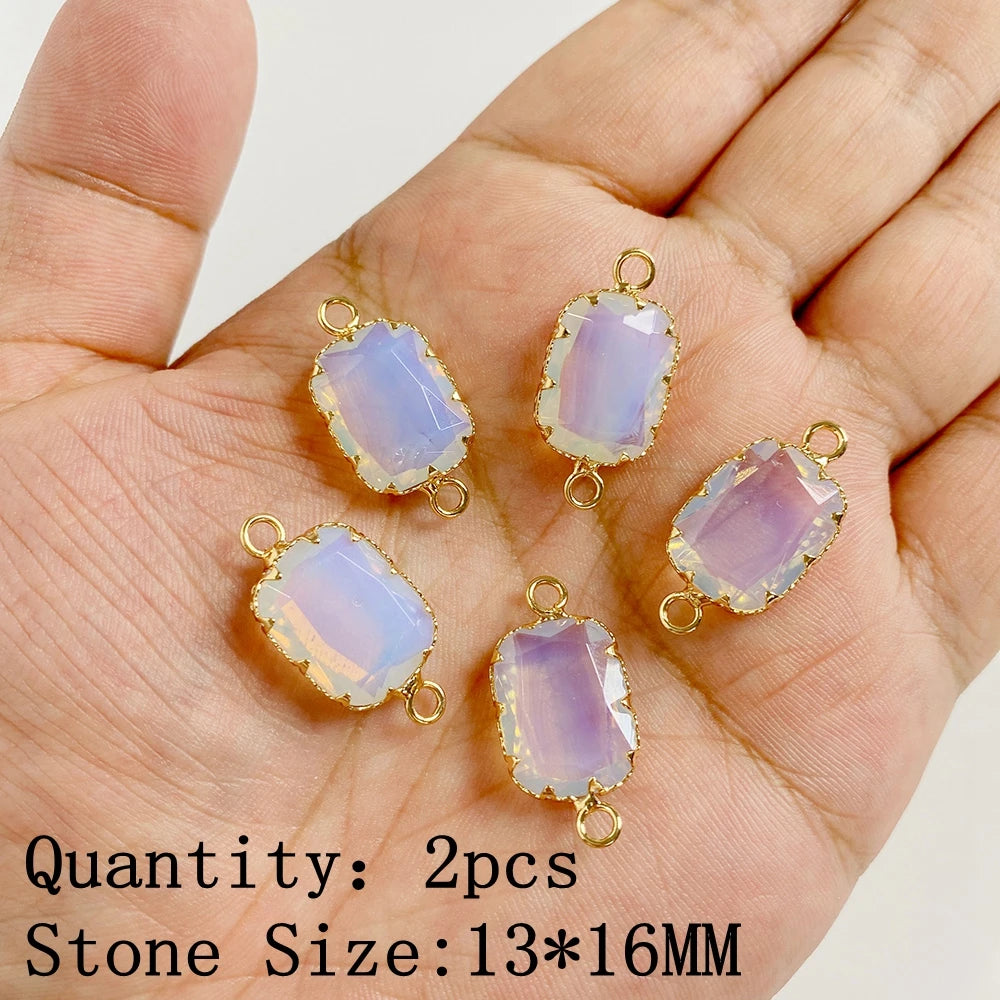 2pcs White Opal Pendants Charms Water Drop Heart Round Square Shape Pendant for Jewelry Making Diy Bracelet Necklace Earrings