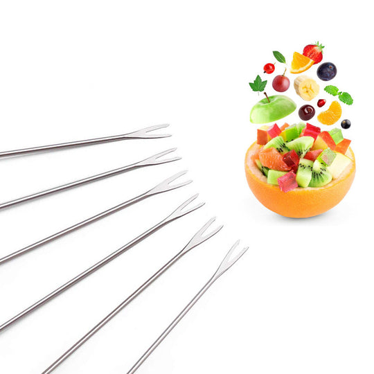 6Pcs/Set Stainless Steel Fondue Forks BBQ Meat Skewer