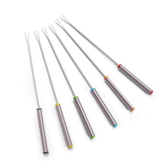 6Pcs/Set Stainless Steel Fondue Forks BBQ Meat Skewer