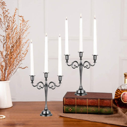 Metal Candlestick 3 Arms Tall Candle Holder Candelabra Candle Stand