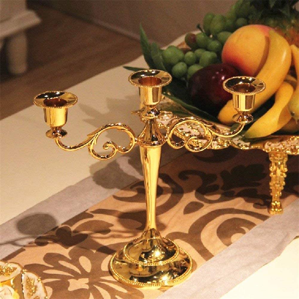 Metal Candlestick 3 Arms Tall Candle Holder Candelabra Candle Stand