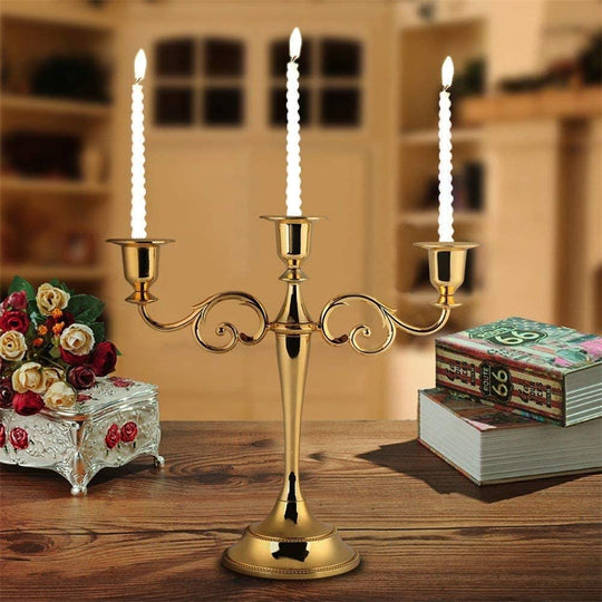 Metal Candlestick 3 Arms Tall Candle Holder Candelabra Candle Stand