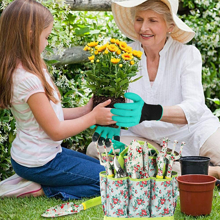 Planting Garden Spade Scissor Rake Fork Tools With Storage Bags Kit