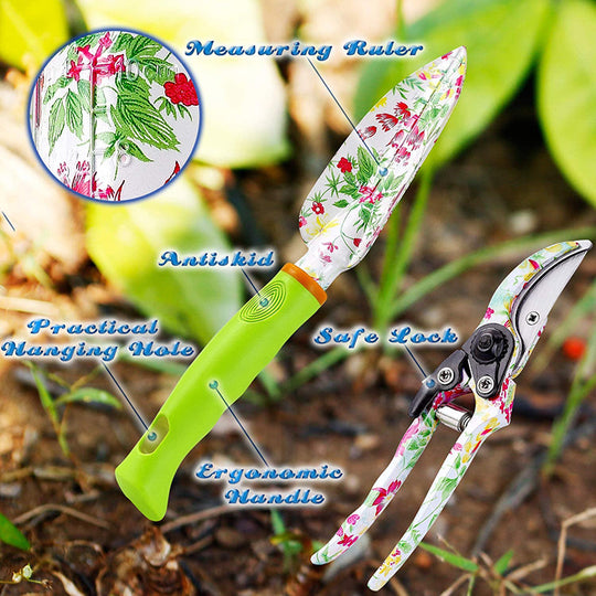 Planting Garden Spade Scissor Rake Fork Tools With Storage Bags Kit