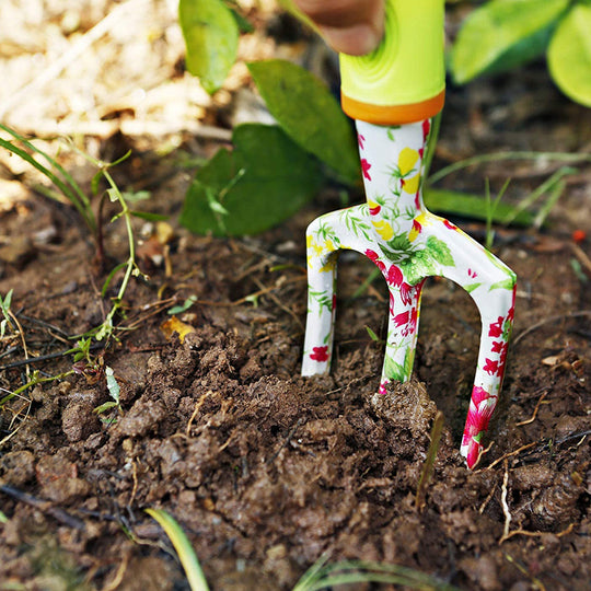 Planting Garden Spade Scissor Rake Fork Tools With Storage Bags Kit