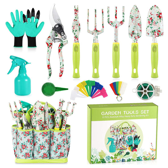 Planting Garden Spade Scissor Rake Fork Tools With Storage Bags Kit