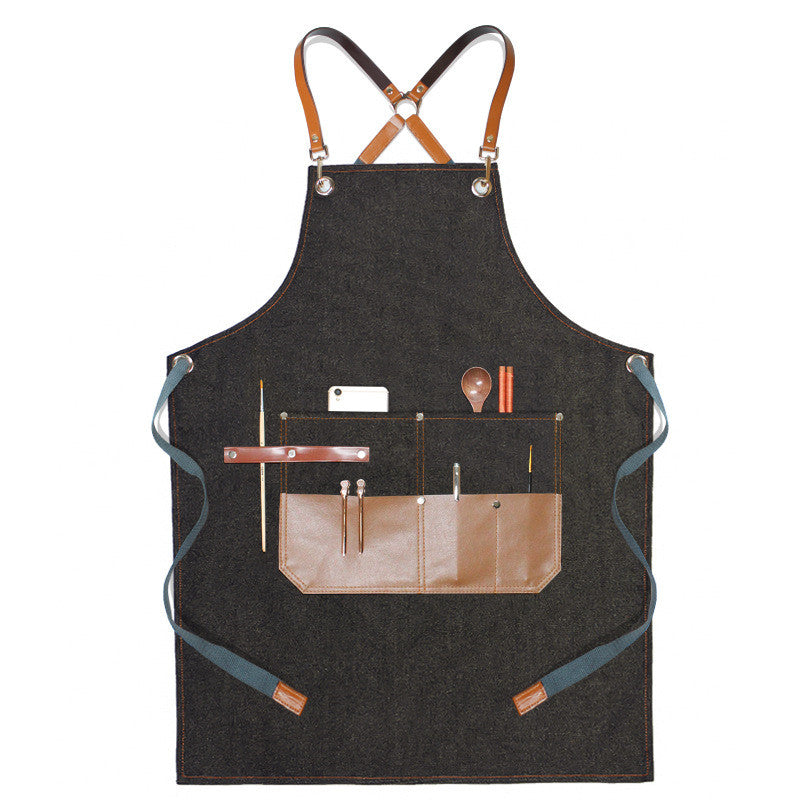 Waterproof Canvas Apron Hairdresser Coffee Shop Grill Shop Work Clothes