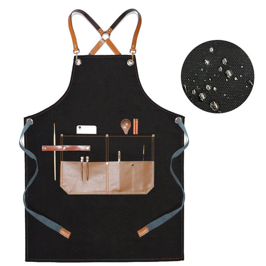 Waterproof Canvas Apron Hairdresser Coffee Shop Grill Shop Work Clothes